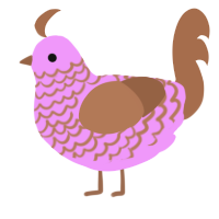 A lavender and brown chicken with a lace pattern