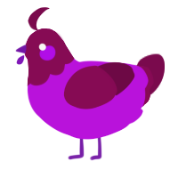 A amethyst and wine chicken with a head pattern