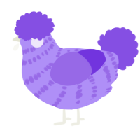 (unnamed), a lilac and blurple chicken with a bar pattern