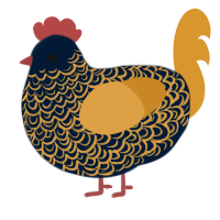 A tumblr and orange chicken with a double-lace pattern