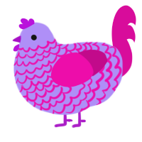 A lilac and fuchsia chicken with a lace pattern