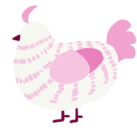 (unnamed), a white and pink chicken with a bar pattern