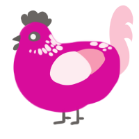 (unnamed), a fuchsia and rose chicken with a neck-speckle pattern