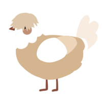 A beige and cream chicken with a head pattern