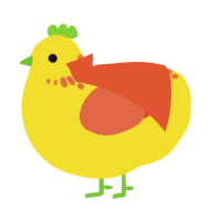 A yellow and vermilion chicken with a neck-speckle pattern