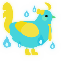 pool float, a aqua and yellow chicken