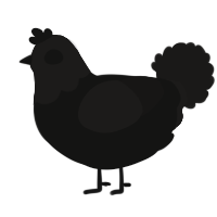 A black and sable chicken with a head pattern