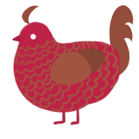 Chocolate Raspberry, a crimson and russet chicken with a lace pattern