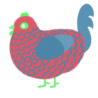 Oscar, a turquoise and brown chicken with a lace pattern