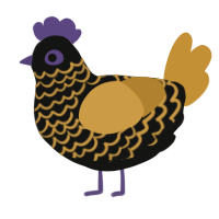 A black and gold chicken with a lace pattern