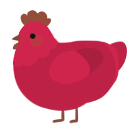 Laser Beam, a crimson chicken with a head pattern