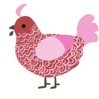 A red and pink chicken with a double-lace pattern