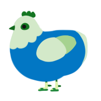 A sapphire and gluppy chicken with a head pattern