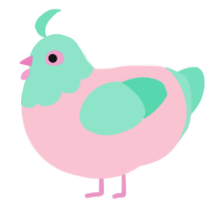 A rose and mint chicken with a head pattern