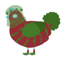 G TBN, a crimson and leaf chicken with a bar pattern