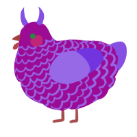 A plum and blurple chicken with a lace pattern