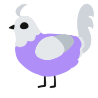 Sommelière, a lilac and mist chicken with a head pattern