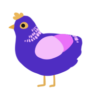Art Student, a indigo and lavender chicken with a neck-band pattern