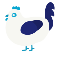 A white and navy chicken
