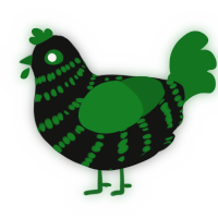 Electrocute, a black and leaf chicken with a bar pattern