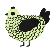 Pea, a apple and sable chicken with a lace pattern