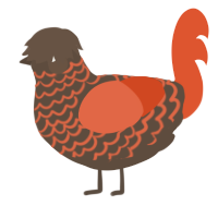 (unnamed), a bark and vermilion chicken with a lace pattern