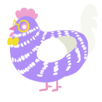 A lilac and white chicken with a bar pattern