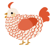 bbq chicken, a cream and vermilion chicken with a lace pattern