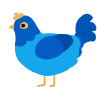 A sky and ultramarine chicken with a head pattern