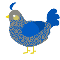 birthdayest, a ash and ultramarine chicken with a double-lace pattern