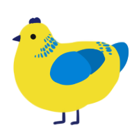 A yellow and sapphire chicken with a neck-band pattern