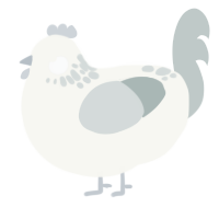 A white and silver chicken with a neck-speckle pattern
