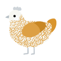 A white and orange chicken with a double-lace pattern