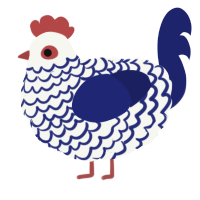 (unnamed), a white and navy chicken with a lace pattern