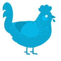 A cerulean chicken with a half-lace pattern