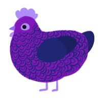 A violet and navy chicken with a double-lace pattern