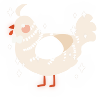 Jophiel, a cream chicken with a half-bar pattern