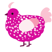 A fuchsia and rose chicken with a speckle pattern