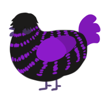 A sable and violet chicken with a bar pattern