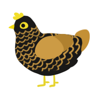 A sable and gold chicken with a lace pattern