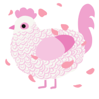 Roxane, a white and pink chicken with a double-lace pattern