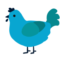 A cerulean and teal chicken