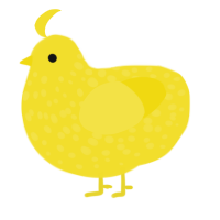A yellow chicken with a speckle pattern