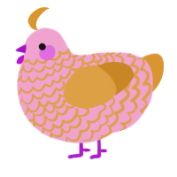 350, a pink and orange chicken with a lace pattern