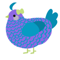 delphinium, a lilac and cerulean chicken with a lace pattern