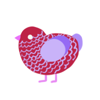 A crimson and lilac chicken with a lace pattern