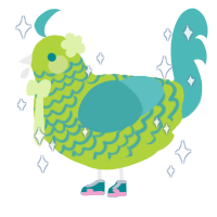 chill, a indigo and red chicken with a lace pattern