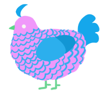 A lavender and sky chicken with a lace pattern