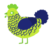 A lime and navy chicken with a lace pattern