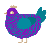A violet and sea chicken with a lace pattern